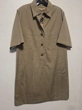 Michael Kors Collection Khaki Button-Front Shirt Dress Size 12